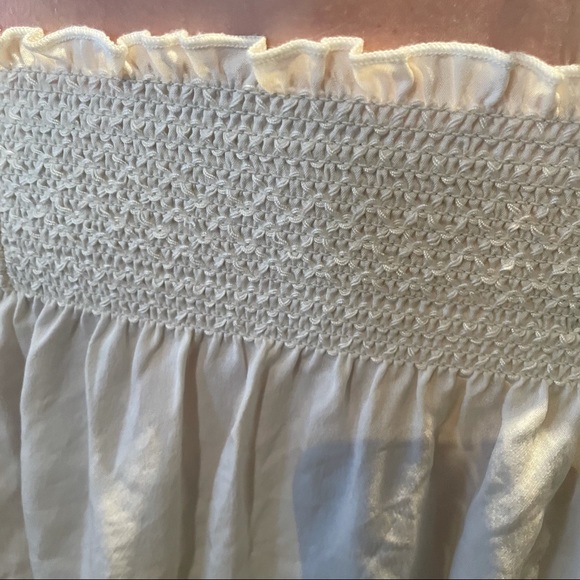 THEORY white silk smocked off shoulder blouse top - Picture 4 of 9